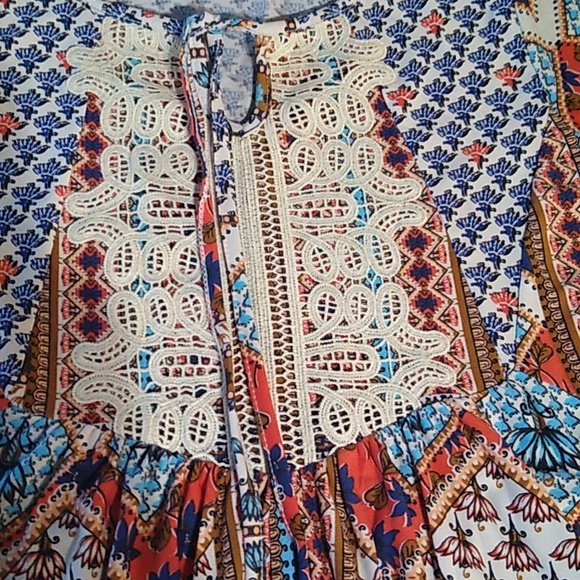 One World boho style shirt top size S women soft & flowy - Picture 2 of 10